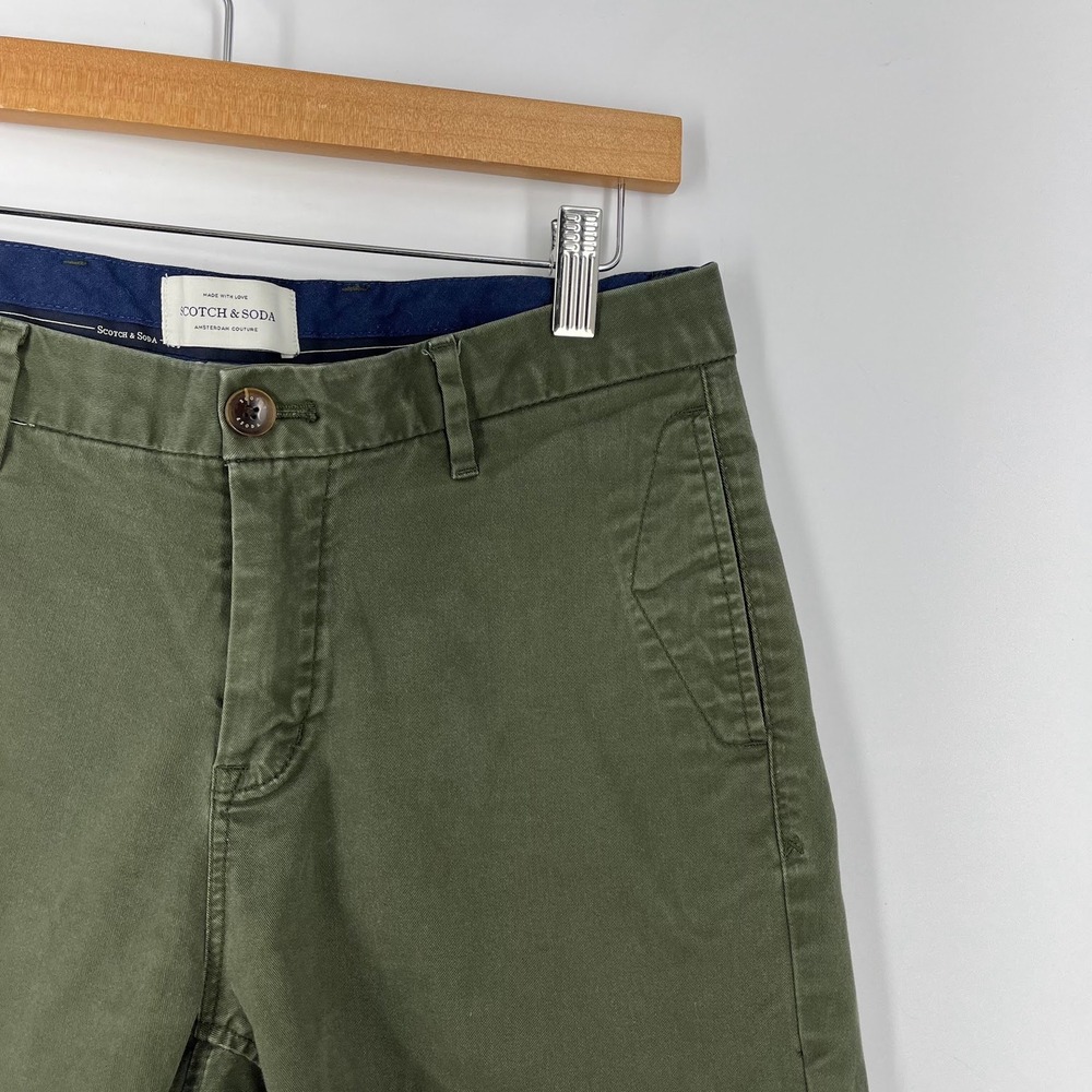 Scotch & Soda Mens Olive Green Chino Shorts Amsterdam Couture Cotton Twill - Picture 5 of 16